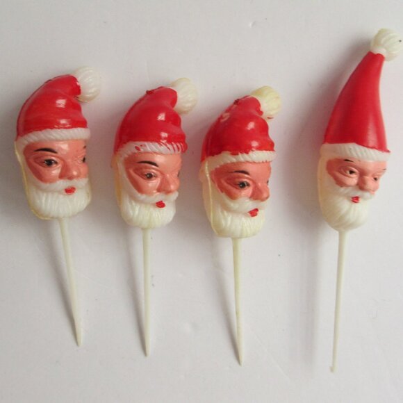 17 pc Christmas Cupcake Picks Santa Heads,  Soldiers, Candle Holders + Spir-It - Picture 2 of 15